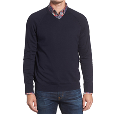 Long Sleeve Cotton Spandex V-Neck Sweater